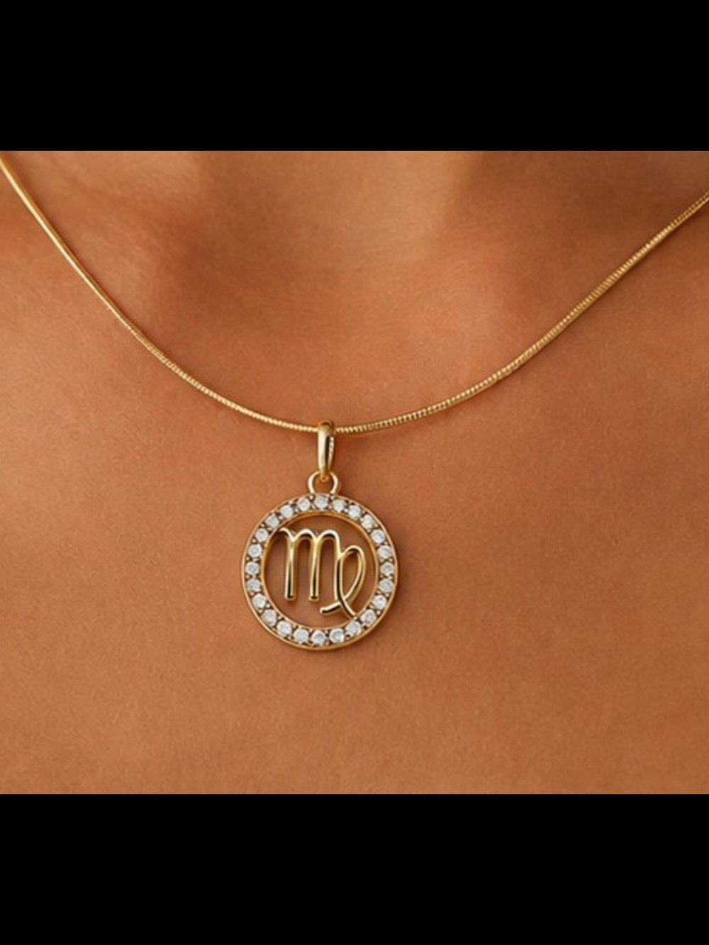 Virgo Zodiac Crystal Pendant Necklace  18KGP Birth Sign August September